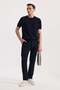 Navy Blue Comfort Fit Elastic Waist Flexible Fabric Jogger Pants - 2