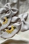 Embroidered Sunflower Hairpin Handmade Beige – Stylish Bow Hair Accessory |   Handmade Fabric Ribbon Buckle |   Girls & Women - 2