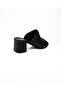 1513 Black Leather Heeled Daily Women's Slippers - 4