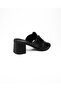 1512 Black Leather Heeled Daily Women's Slippers - 4