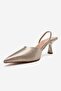 Renos Gold Patterned Pointed Toe Women's Heeled Evening Dress Shoes - 6