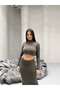 Knitwear Crop Sweater and Slit Long Skirt Set - 5