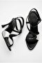 Women's Black Patent Leather Silver Crocodile Detailed Thin High Heeled Evening Dress Shoes - 4