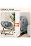 Saucer Chair – Plush Lazy Lounge Moon Chair with Folding Metal Frame | Flower Accent Seat - 8