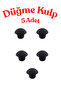 Klc 5 Pcs Matte Black Metal Button Handle - Round Furniture, Kitchen, and Drawer Handle - 3