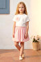 Girl's Top and Bottom Set with Summer Balloon Skirt in Pink