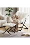 Collapsible Saucer Chair for Adults with Ottoman, Round Foldable Sun Camping Chair, Comfortable Upholstered Floor Lazy Sofa - 6