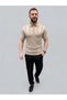 Men's Summer Knitwear Woven T-Shirt Short Sleeve Polo Collar T-Shirt - Beige - 3