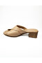 4804 Beige Leather Heeled Daily Women's Slippers - 3