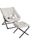 Collapsible Saucer Chair for Adults with Ottoman, Round Foldable Sun Camping Chair, Comfortable Upholstered Floor Lazy Sofa - 8