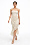 Lace-Detail Lycra Knitted Asymmetric Dress