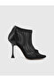 Giana Genuine Leather Mesh Detailed Black Heeled Boots - 3