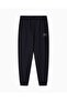 Men's Slim Fit Elastic Waist and Cuffs Flexible Technical Fabric Logo Label Navy Blue Sweatpants - 5