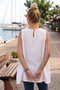White V-Neck Sleeveless Buttoned Casual Muslin Oversize Woven Blouse with Buttons on the Sides 68 60 - 5