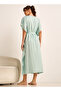 Midi Kaftan Night Dress Short Sleeves Lace Trim Viscose - 4