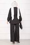 Premium Gold Button Belted Jeans Suit Black - 6