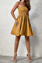 New Season Women's Rope Strap Gipeli Patterned Short Single Jersey Dress - 5