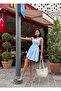 Balloon skirt square neck mini dress