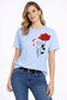 Women's Oversize T-Shirt Red Rose Printed 100% Cotton T-Shirt Comfortable Fit