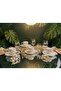 6-Person Coffee Presentation Set with Oyster Cups and Daisy Figures – Turkish Coffee Set with Glass Cups