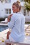 Light Blue Shirt Collar Cuffed Sleeves Buttoned Double Pockets Slits Casual Linen Woven Shirt 73 60 - 5