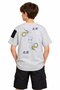 Boy's T-Shirt with Text on the Front, Snake Pattern on the Back, and Sleeve Pockets, Ecru Color, Short-Sleeved. - 2