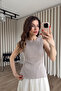 Mink Back Lace Detailed Low-Cut Knitwear Blouse - 3