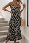 New Season Women's Strappy V-Neck Patterned Long Single Jersey Summer Dress - 5
