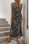 New Season Women's Strappy V-Neck Patterned Long Single Jersey Summer Dress - 3