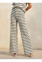 Mid Rise Full Length Pants with Stripes