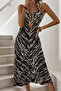 New Season Women's Strappy V-Neck Patterned Long Single Jersey Summer Dress - 6