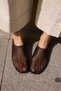Calzaro Women's Brown Stone Fishnet Detail Imported Ballet Flats Sandals - 8