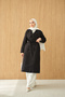 Women's Epaulet Double-Breasted Collar Belted Midi Length Trench Coat Black - 2