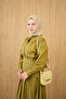 Women's Hidden Button Belted Waist Shirt Collar Suit in Fat Green - 3