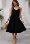 Women's Round Neck Strappy Flared Long Viscose Dress - 3