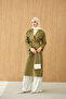 Women's Epaulet Double-Breasted Collar Belted Midi Length Trench Coat Khaki Green - 5