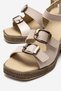 Women's 2-Buckle Heeled Sandals with Ribbed Heels Beige - 3