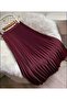 Women's Pleated Skirt Leather Look Hijab Long Burgundy Skirt - 2