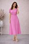 Round Neck Back Buttoned Viscose Midi Dress Soft Textured Modern Stylish - 4