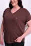 Women's V-Neck Viscose Blouse with Back Detail - 3