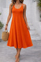 Women's Round Neck Strappy Flared Long Viscose Dress - 3