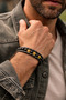 Yellow, Green, Orange Agate Natural Stone Handmade Leather Men's Bracelet – Energy Stone Bracelet - 2