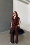 Women's Top and Bottom Set Modal Fabric Zippered Vest and Wide-Leg Pants Two-Piece Sporty and Stylish Set - 6