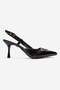 Women's Buckle Open Back Thin Heel Pointed Toe High Heel Shoes Black Wrinkled - 2