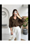 Brown Off-Shoulder Oversize Shirt - 4612 - 4