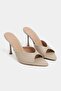 Rodi Dark Beige Matte Pointed Toe Women's Thin Heeled Slippers - 4