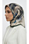 Flower-Patterned Rayon Scarf - Green / Cream - 2