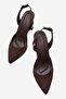 Women's Stoned Heeled Sandals with High Heels; Brown Zra - 5