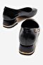 Women's Side Buckle Galvanized Blunt Toe Heeled Shoes Black Crinkled - 4