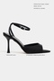 Tania Black Satin Ankle Belt Detailed Women's Thin Heeled Shoes - 2